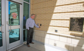 Keyfobs are used with an access control reader at the main entrance of the Turlock Public Safety facility. Photo courtesy of Honeywell