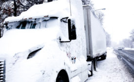 Snow covered semi-truck
