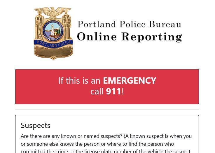 Portland Police online reporting